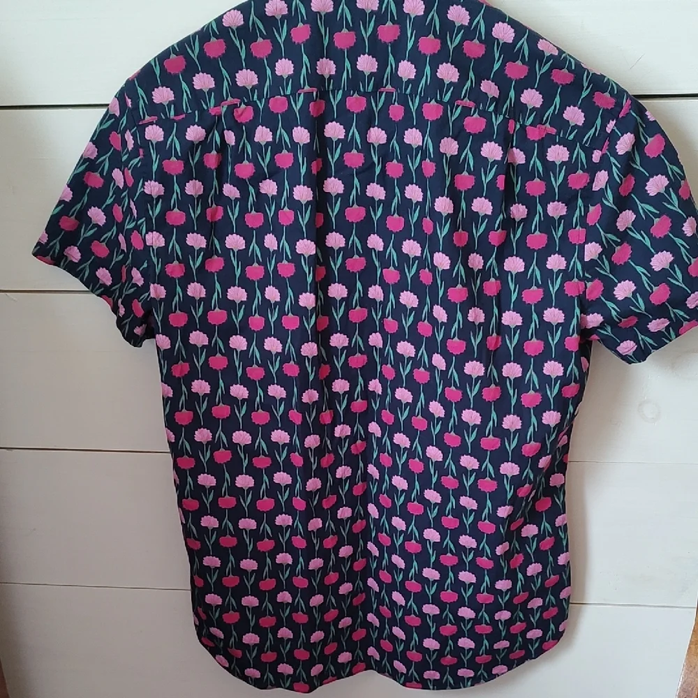 J. Crew Men's Pink and Blue Floral Shirt